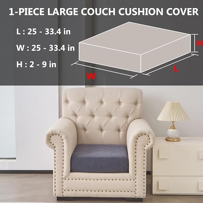 Genina Waterproof Couch Cushion Covers for Pets Washable Sofa Seat Covers | Non Slip,Stretch Jacquard Fabric,Pet Hair & Scratch Protection,Easy Installation,Furniture Protector,Sectional,1 Piece Large - Image 2