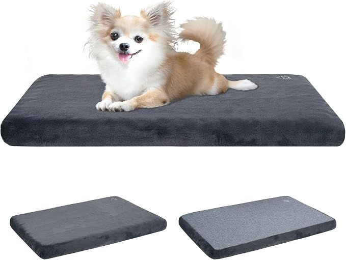 EMPSIGN Dog Bed Mat Crate Pad Mattress, Ultra Soft Pet Kennel, Grey, Small | Reversible(Cool & Warm), Waterproof Linings, Removable Machine Washable Cover, for 24" Dog Crate, Firm Support by EMPSIGN