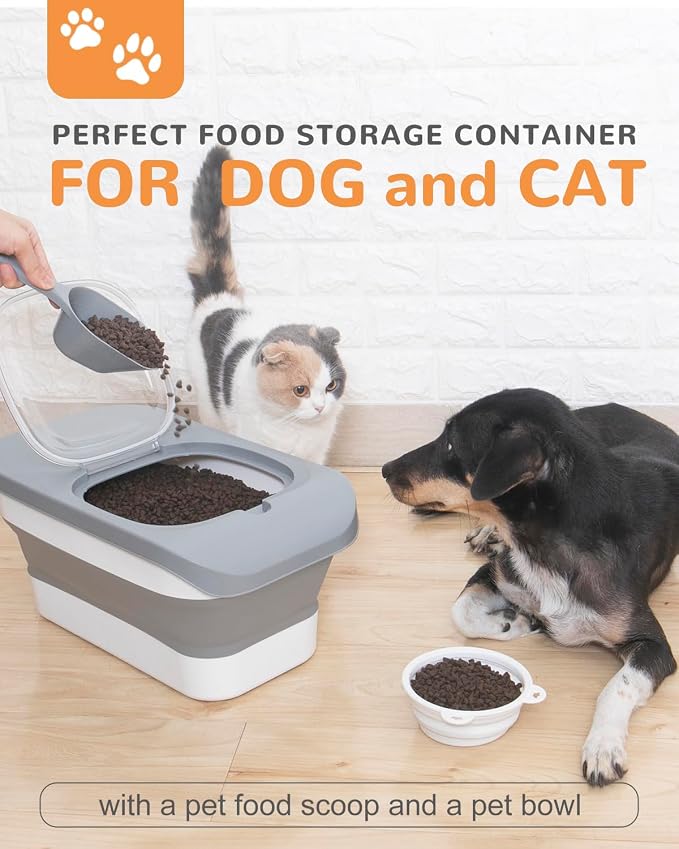 10-13 Lbs Dog Food Storage Container,Collapsible Dog Food Container | Pet Food Storage Container with Airtight Lid,Pet Food Scoop,Cat Food Storage Dry Food for Dog,Cat and Other Pets - Image 4