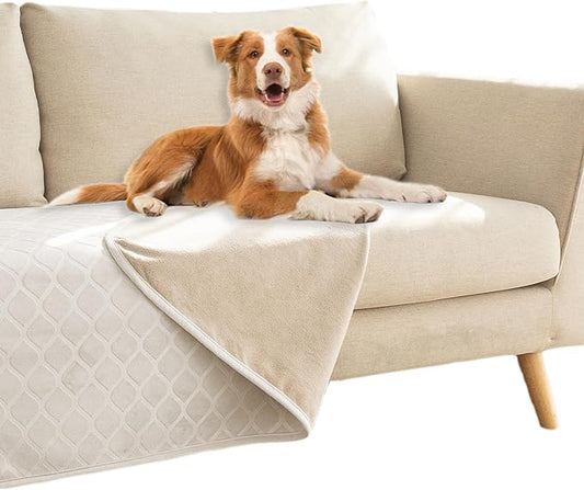 fuguitex Waterproof Dog Blanket Bed Cover Dog Crystal Velvet Moroccan Fuzzy Cozy Plush Pet Blanket Throw Blanket for Couch Sofa(30 * 70 inch, Cream+Beige) by fuguitexHome