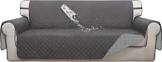 ISSUNTEX Double Protection 100% Waterproof Sofa Covers for Living Room, Couch Covers for 3 Cushion Couch Sofa, Reversible Furniture Protector Sofa Cover for Dogs, Pets, Kids (Sofa, Gray/Light Gray) by ISSUNTEX