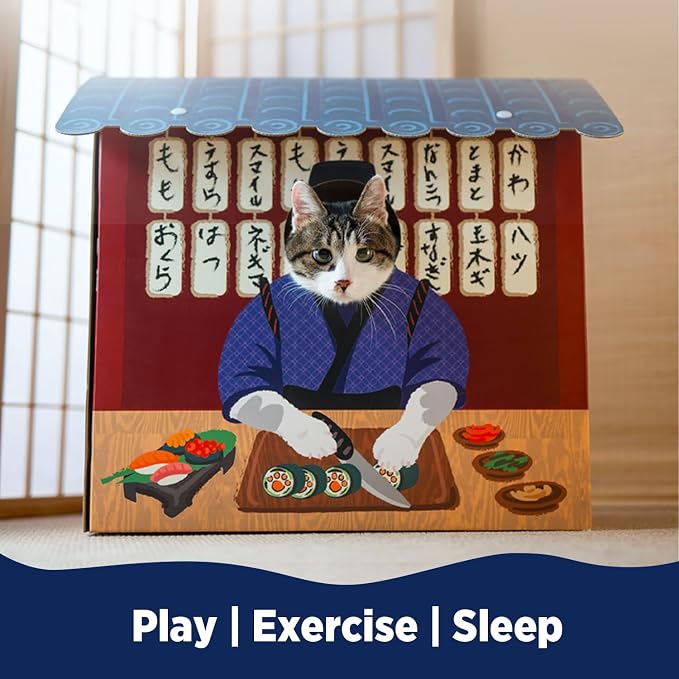 SMILE PAWS Cat Beds for Indoor Cats, Cardboard Cat House with Scratchers, Izakaya Bar, Large Sturdy Cat Furniture Condo Cave Tent, Easy to Assemble Pet Toys Accessories Stuffs, Bunny Small Animals - Image 4