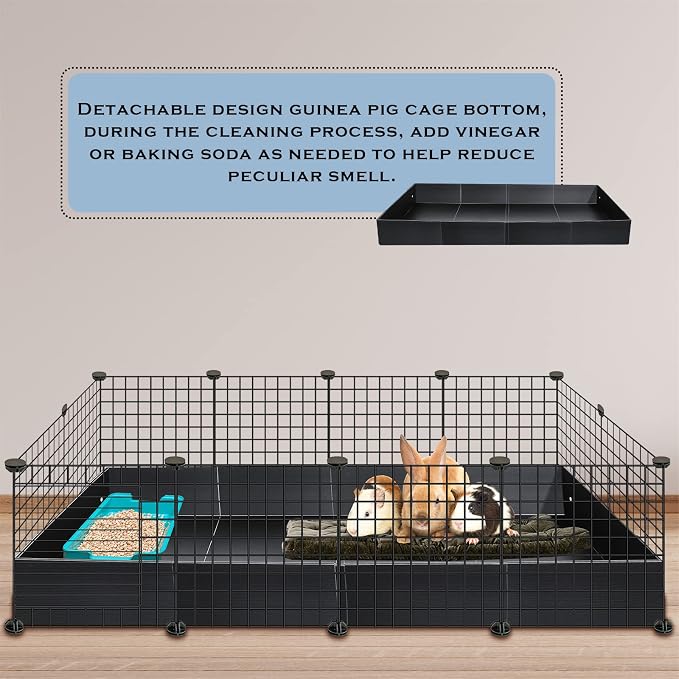 Geelin 55 × 27 Inches Black Corrugated Plastic Cage Liners Base 2 x 4 Panel Size Guinea Pig Cage Liner Waterproof Mat Hedgehogs Rabbits Bunny Small Animals Tray - Image 6