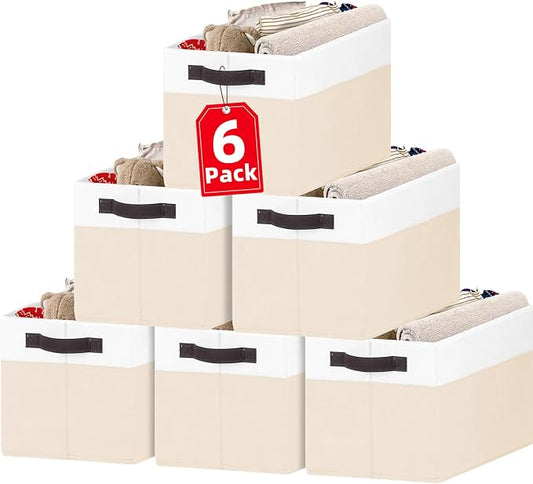 Criusia 6 Pack Large Toy Box Chest, Collapsible Sturdy Toy Storage Organizer Bins Baskets for Kids, Boys, Girls, Nursery, Playroom, Shelf Baskets for Lego Puzzle Balls, Game Organizer (14L*10W*9.5H) by Criusia
