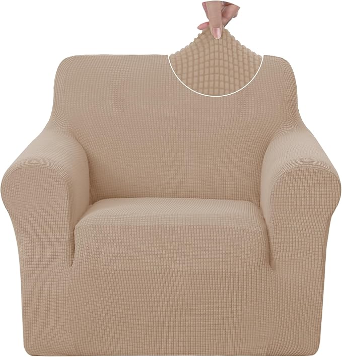U-NICE HOME Stretch Recliner Chair Cover Armchair Slipcover, Camel | Furniture Protector, 1-Piece Chair cover, Washable, Pet friendly, Polyester Spandex Jacquard fabric by U-NICEHOME