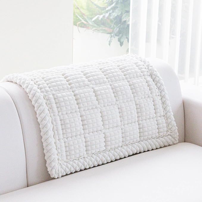 Couch Cover for Dogs Washable, Non-Slip Pet Couch Covers for Sofa, Fuzzy Dog Couch Cover Blanket, Thick, Soft, Plush Couch Cushion Covers for Sofa Protector (White, 27.6" x 27.6"/70 x 70cm) - Image 2
