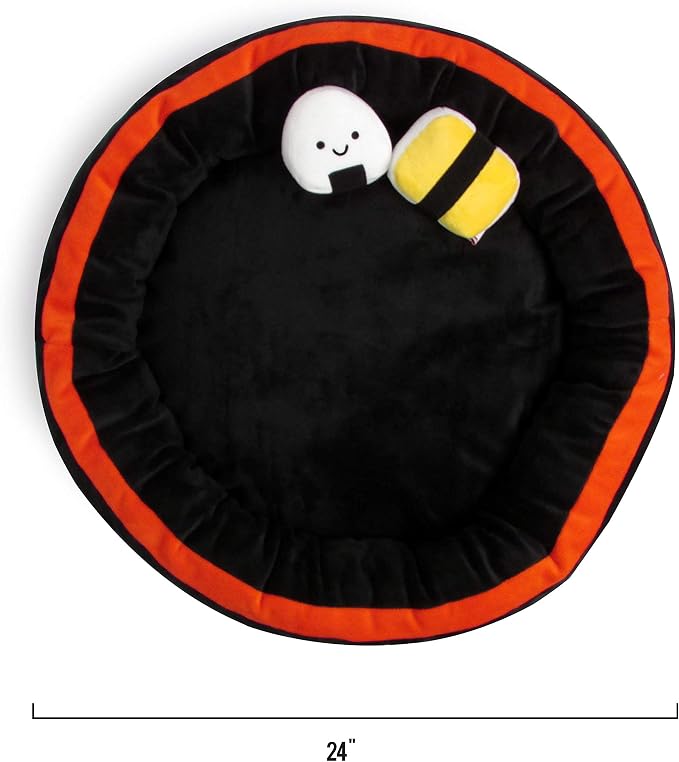 TONBO Soft Plush Small Cute and Cozy Sushi Dog Cat Bed with Two Sushi Crinkle Toys, Washer and Dryer Friendly, (Black) - Image 5
