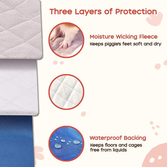 GuineaDad Premium Liner – Fleece Guinea Pig Cage Liner – Ultra-Plush Reusable Fleece Bedding with Waterproof Bottom – Extra Absorbent Liner for 2x3 C&C Cage (Blush) - Image 3