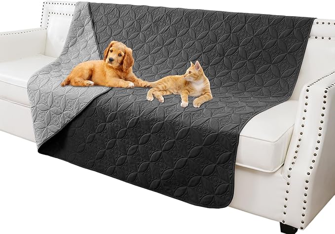 Waterproof Couch Cover for Dogs - Washable Pets Furniture Protector | TPU Leak-Proof Liner, Lightweight & Reversible, Fits Chair, Sofa, Bed, 68" x 82" , Black/Darkgrey by TuffeelHome