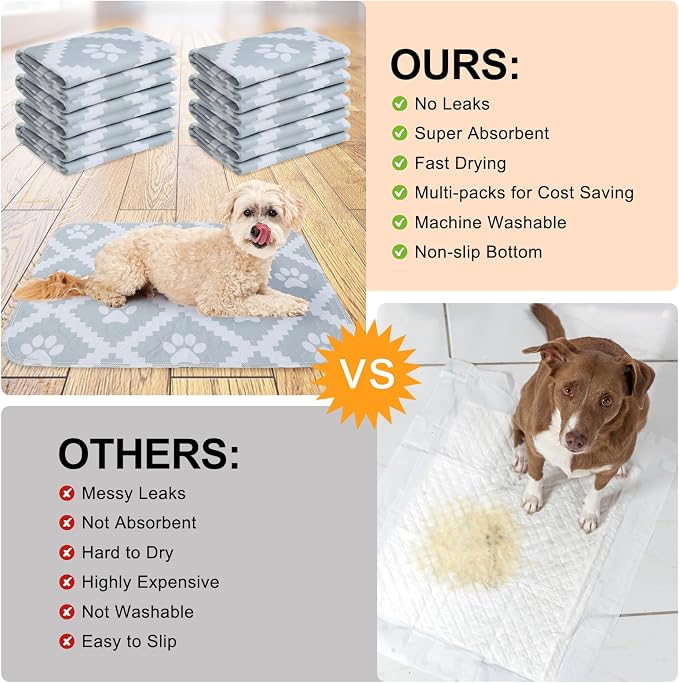 BEAUTYZOO Washable Pee Pads for Dogs, 8 Pack Reusable Puppy Pads, Super Absorbent Dog Pee Pads for Pet Training, Housebreaking and Incontinence, Non-Slip Potty Pads for Floor, Crate, Couch, 18" x 24" - Image 5