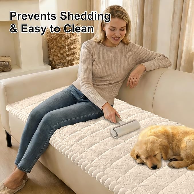 Smiry Couch Cover for Dogs, Non Slip Fuzzy Pet Sofa Covers Washable | Sofa Slipcovers for 3 Cushion Couch, Soft Thick Furniture Protector for Cats Dogs, Against Fur, Dirt, Scratch (27.6"x82.7") - Image 3