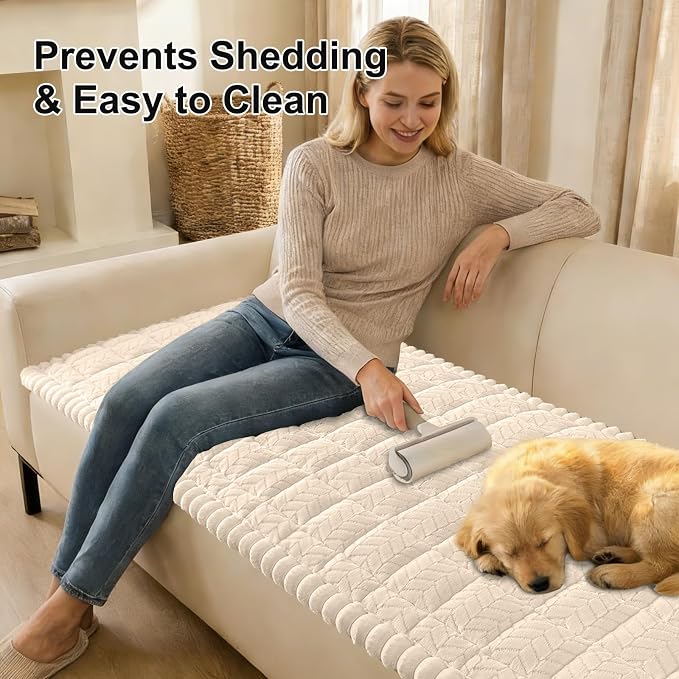 Smiry Couch Cover for Dogs, Non Slip Fuzzy Pet Sofa Arm Covers Washable | Sofa Slipcovers for Armrest & Backrest, Soft Thick Furniture Protector for Cats Dogs, Against Fur, Dirt (35.4"x35.4") - Image 3