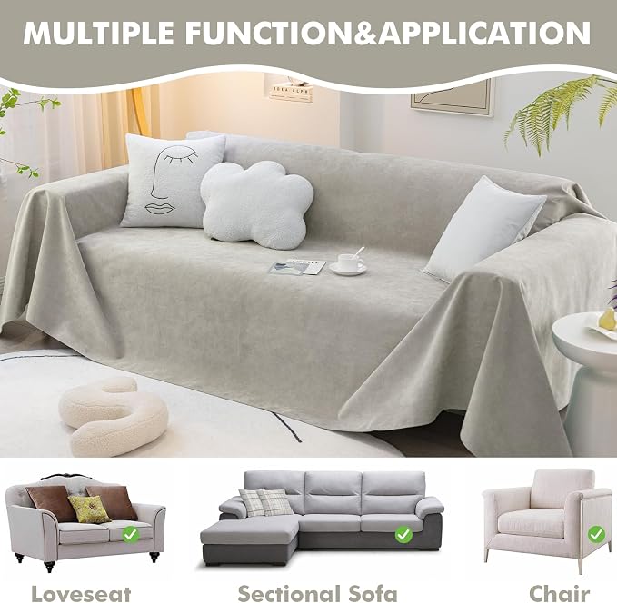 MINGPINHUIUS Sofa Cover Sectional Couch Covers: Modern Chenille Ultra Soft Couch Slipcover Blend Anti-Slip Breathable Couch Protector 100% Waterproof for Sectional Sofa (Khaki,71 × 134in) - Image 4