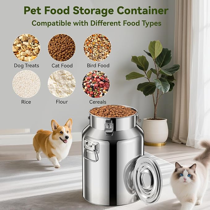 Newget 16lb Stainless Steel Dog Food Storage Container, Metal Pet Storage Container with Airtight Hangable Lid to Keep Food Fresh, Large Cat Food Storage Container with Scoop to Easily Clean - Image 6