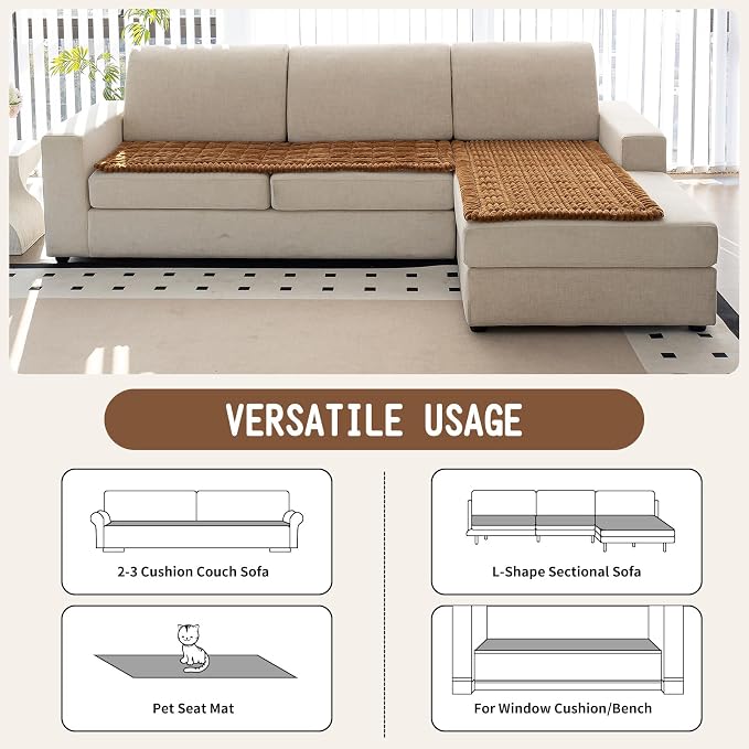 Sofa Couch Cover, Sofa Covers for Dogs Washable, Non-Slip Striped Sofa Slipcovers for Sectional Sofa, Sofa Cover Furniture Protector for L Shaped(Light Brown, 27.6"x 70.9") - Image 4