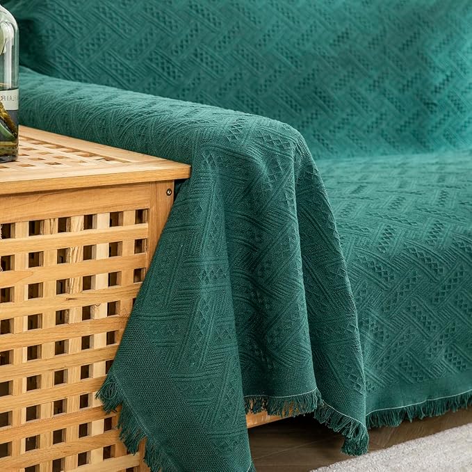 AIVIA Slipper Chair Table Cover Sheet, Reversible Tablecloth Throw Cushion Covers for Single Seat Recliner Armchair Ottomans Spread Furniture Decorations Protector Slipcover Blackish Green - Image 6
