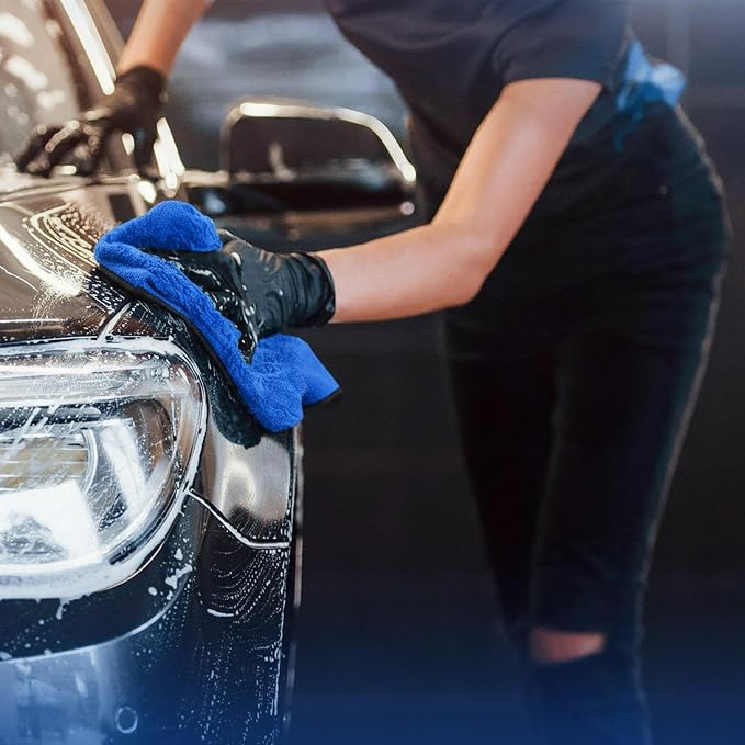 Tallew 80 Pcs Blue Microfiber Towels: 16"x16" Microfiber Drying Towels Bulk Micro Fiber Car Cleaning Cloth for Cars Drying Washing Polishing Cleaning Household Supplies - Image 6
