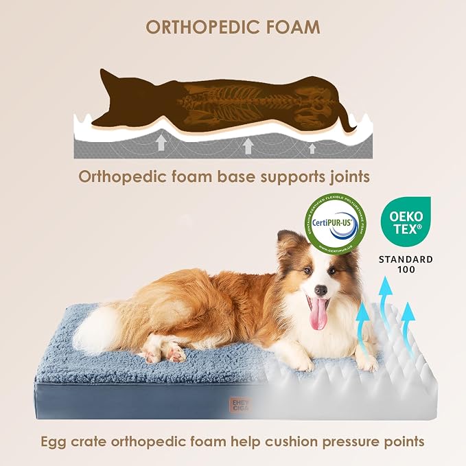 EHEYCIGA Orthopedic Dog Bed Extra Large with Removable Washable Cover, 50IN | Egg Crate Foam Support, Durable Oxford fabric, Non-Slip Bottom, Machine Washable, Soft Waterproof Plush Pet Bed Mat For Crate - Image 3
