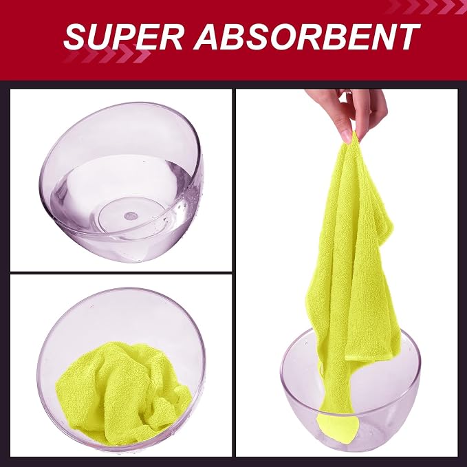 Oudain 200 Pcs Microfiber Cleaning Cloth 16x16 Inch Microfiber Towels for Car Ultra Absorbent Cleaning Rags Reusable Lint Free Streak Free Detailing Towel for Car Washing Drying Dusting (Yellow) - Image 3