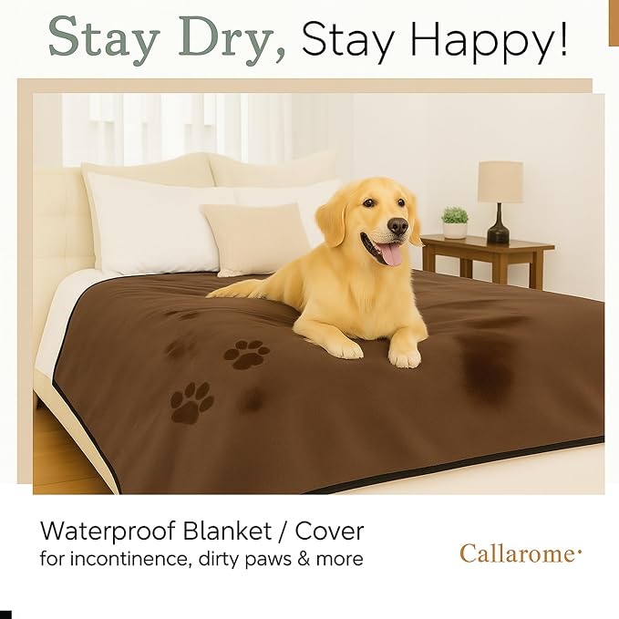 Callarome Waterproof Blanket for Bed & Couch Protection, Brown, 50"x60" | High-Density Heavy-Duty Material – Ultra-Soft & Durable Soft Fleece, Leakproof, Reversible, Silent No-Crinkle Design - Image 3