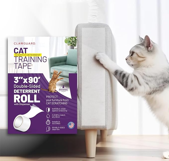 CLAWGUARD Cat Scratch Furniture Protector Tape Dispenser – Anti Scratch Cat Tape for Furniture, Couch Protector from Claws & Deterrent (XL) by CLAWGUARD