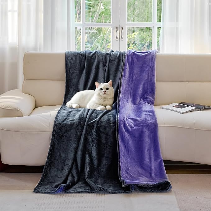 Waterproof Blanket 60"x40", Stain & Scratch Proof Protector, Grey/Violet | Scratch-Resistant Leakproof Pet Throw Blanket Machine Washable Furniture Protector - Image 2