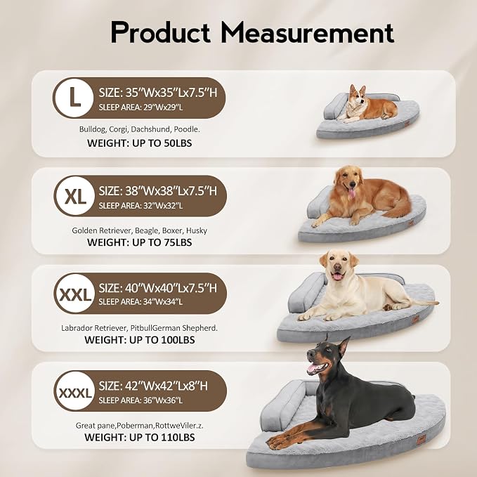 MEKIY Orthopedic Waterproof Dog Bed with Sides for Large Medium Dogs | Egg Crate Foam, Waterproof Liner, Anti-Slip Bottom, Space-Saving, Perfect for Corners and Sofa Edges, 35 x 35 Inch - Image 6