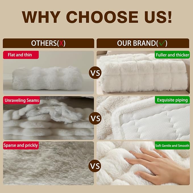 OHSIO Couch Cover for Pets Plush, Non Slip Cozy Sofa Cover Pet Friendly, Soft Thick Fuzzy Sofa Slipcovers for 3 Cushions Washable Couch Sofa Funiture Protector(White,27.6'' x 94.5'') - Image 7