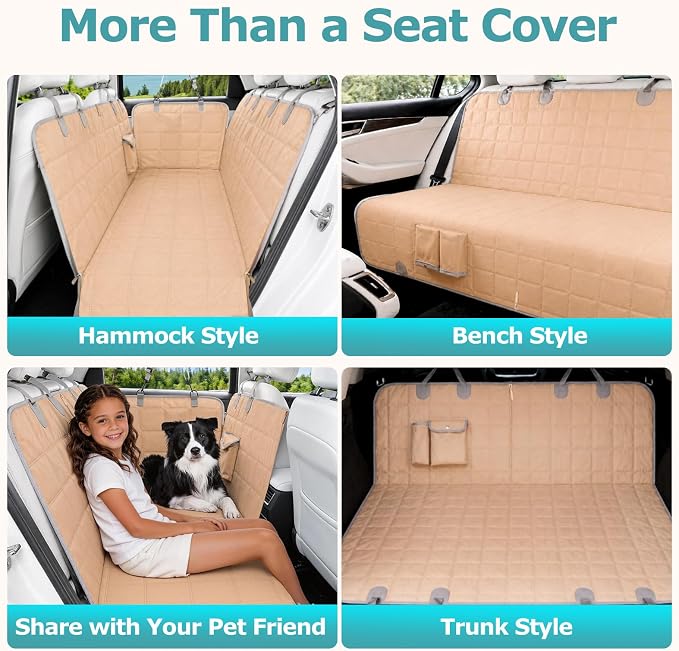 Bark Lover Dog Car Seat Covers for Back Seat, Waterproof Car Seat Protector for Dogs Hammock for Cars Trucks SUV, Full Coverage Protection for Your Vehicle Interior - Image 4
