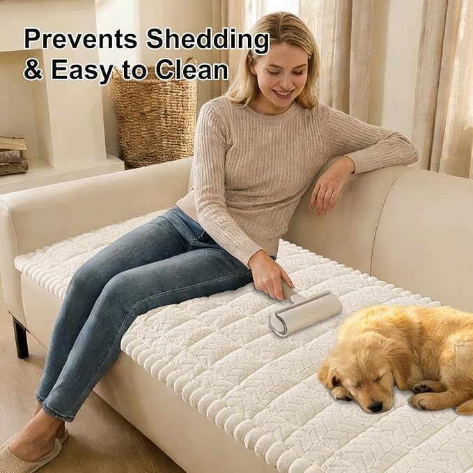 Smiry Couch Cover for Dogs, Non Slip Fuzzy Pet Sofa Covers Washable | Sofa Slipcovers for 3 Cushion Couch, Soft Thick Furniture Protector for Cats Dogs, Against Fur, Dirt, Scratch (43"x82.7") - Image 3
