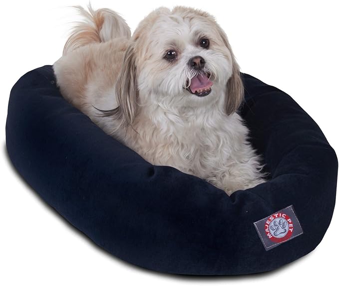 Majestic Pet 32 Inch Micro Velvet Calming Dog Bed Washable – Cozy Soft Round Dog Bed with Spine for Head Support - Fluffy Donut Puppy Mat 32x23x7 (inch) Medium - Storm - Image 9