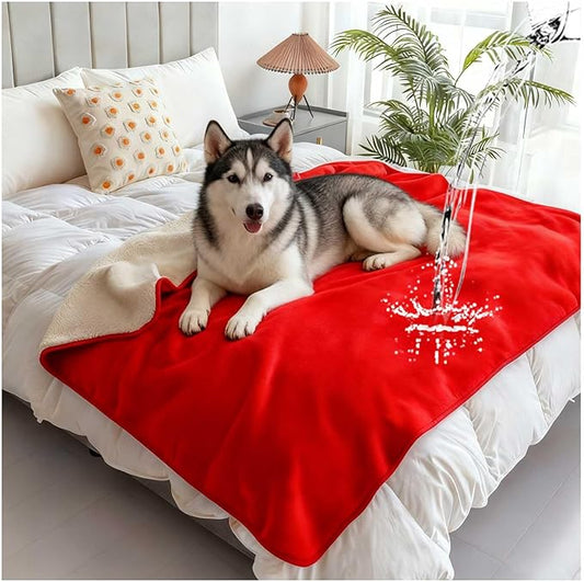 Waterproof Pet Blanket for Bed, Reversible Soft Flannel Love Blanket, Bed Blanket for Couples Washable, Spill-Proof Dog Throw Blanket for Couch, Sofa Protect, Camping,Red,80"x90" by Unknown