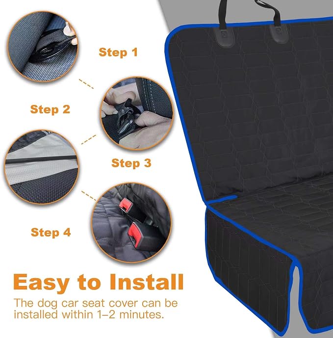 Dog Car Seat Cover for Back Seat, 61-Inch Waterproof Blue Bench Protector | Washable Seat Covers for Trucks, Nonslip Truck Car Seat Cover for F150, Ram 1500, GMC Sierra, Toyota and Silverado - Image 5