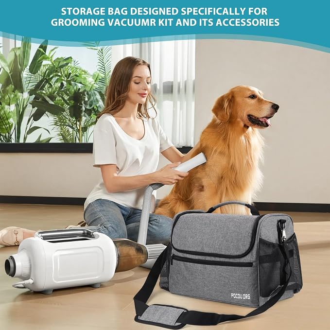 Pet Travel/Grooming Supplies Organizer Carry Bag - Compatible with Oneisall/Neabot Dog Grooming Vacuum, Large Capacity - Bag Only (Gray) - Image 6