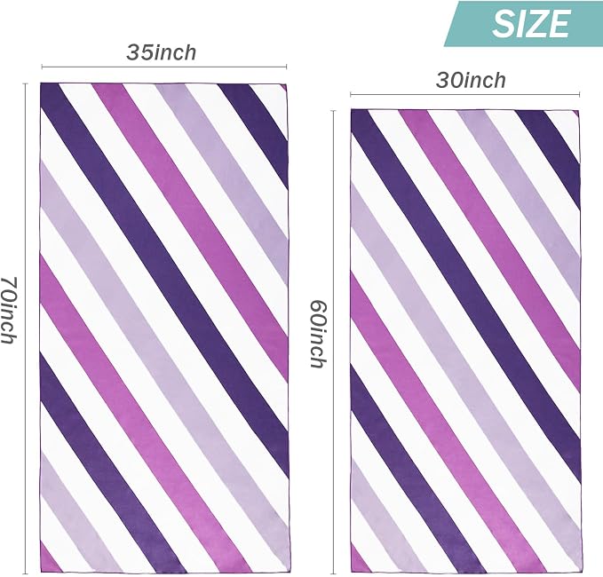 Whale Flotilla 4 Pack Quick Dry Beach Towels Oversized (35"x70"), Microfiber Sand-Free Beach Towel Set, Extra Large Compact Pool Travel Accessories, Purple/Navy/Aqua/Pink - Image 7