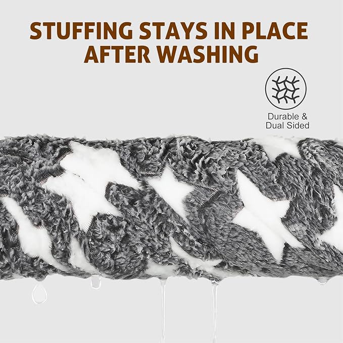Mora Pets Dog Bed Crate Pad Ultra Soft Pet Bed with Cute Star Print Washable Crate Mat for Large Medium Small Dogs Reversible Fleece Dog Crate Kennel Mat Cat Bed Liner 22-Inch Grey - Image 3