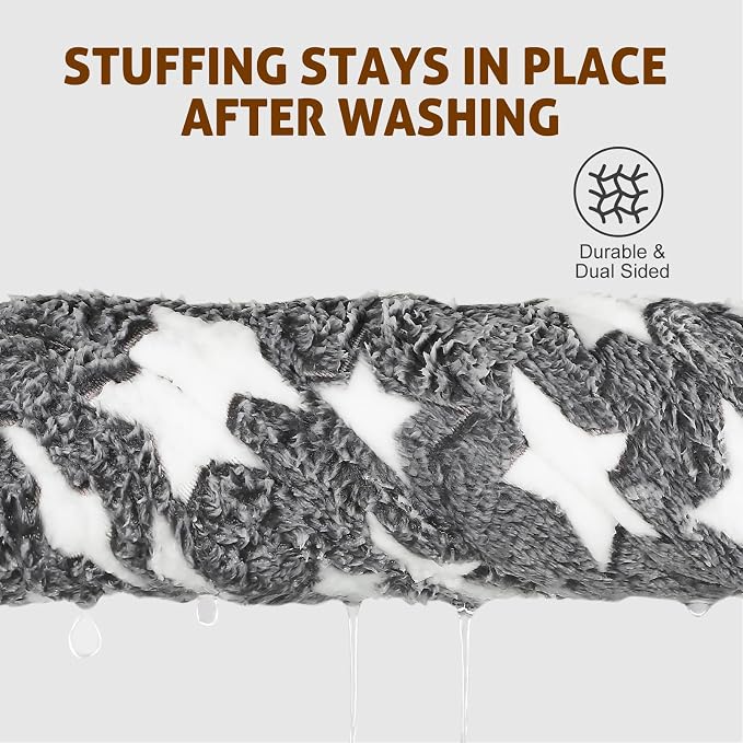 Mora Pets Cat Bed Dog Crate Pad Ultra Soft Pet Bed with Cute Star Print Washable Reversible for Small Dogs 14 x 17.5 inch 2 Pack Grey - Image 5