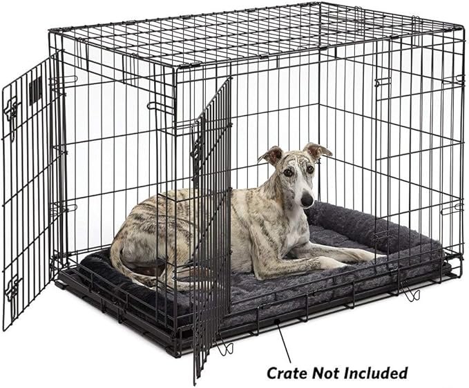 MidWest Homes for Pets QuietTime Dog Bed – Gray Faux Fur Bolster, Ultra-Soft and Machine Washable, Fits 36-Inch Crates and Carriers, for Medium to Large Breed Dogs - Image 3