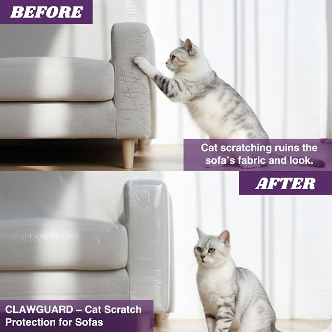 CLAWGUARD Cat Training Tape Sheets – 10 XL (17x11.5 in) Double-Sided Anti Scratch Shields – Cat Scratch Furniture Protector for Sofa, Couch & Surfaces - Image 2