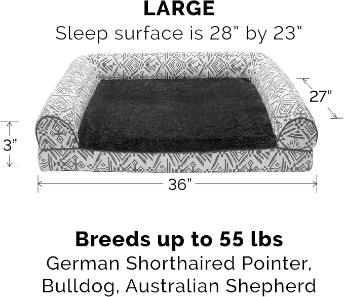 Furhaven Replacement Dog Bed Cover Plush & Southwest Kilim Décor Sofa-Style, Machine Washable - Boulder Gray, Large - Image 3