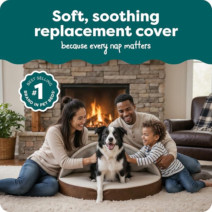 Furhaven Replacement Dog Bed Cover Sherpa & Suede Snuggery, Machine Washable - Espresso, 26-inch - Image 2