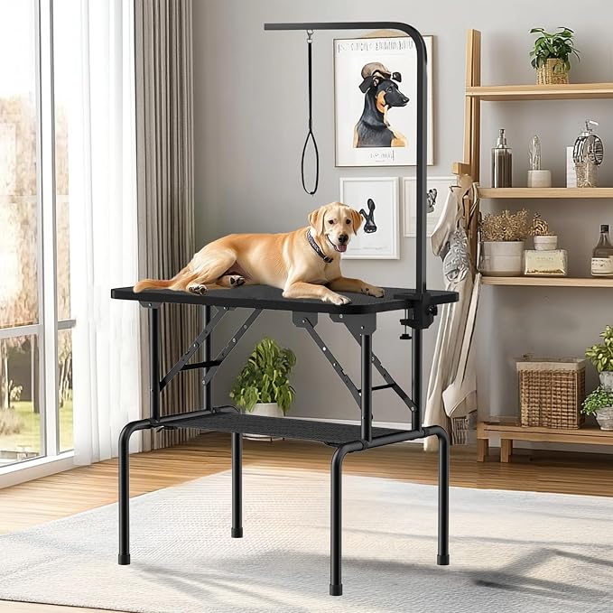 32 Inch Foldable Dog Grooming Table with Adjustable Arm, Nooses & Storage Basket - Non-Slip Pet Grooming Station for Dogs & Cats - Supports Up to 300 lbs (32 inches) - Image 6
