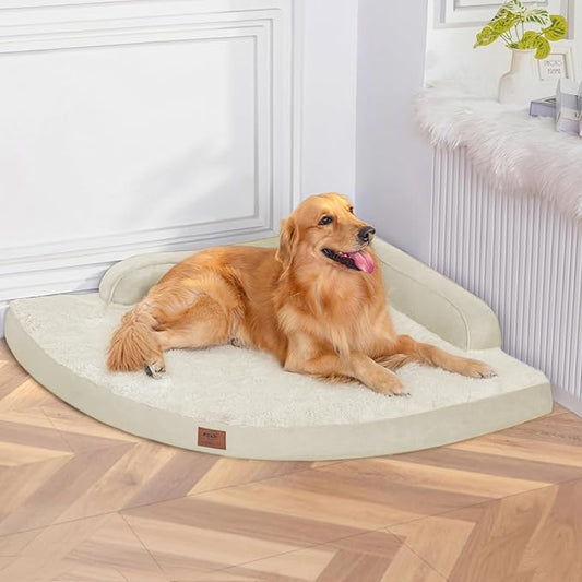 MEKIY Orthopedic Waterproof Dog Bed with Sides for Extra Large Sizes Dogs | Egg Crate Foam, Waterproof Liner, Anti-Slip Bottom, Space-Saving, Perfect for Corners and Sofa Edges, 40 x 40 Inch by Mekiy