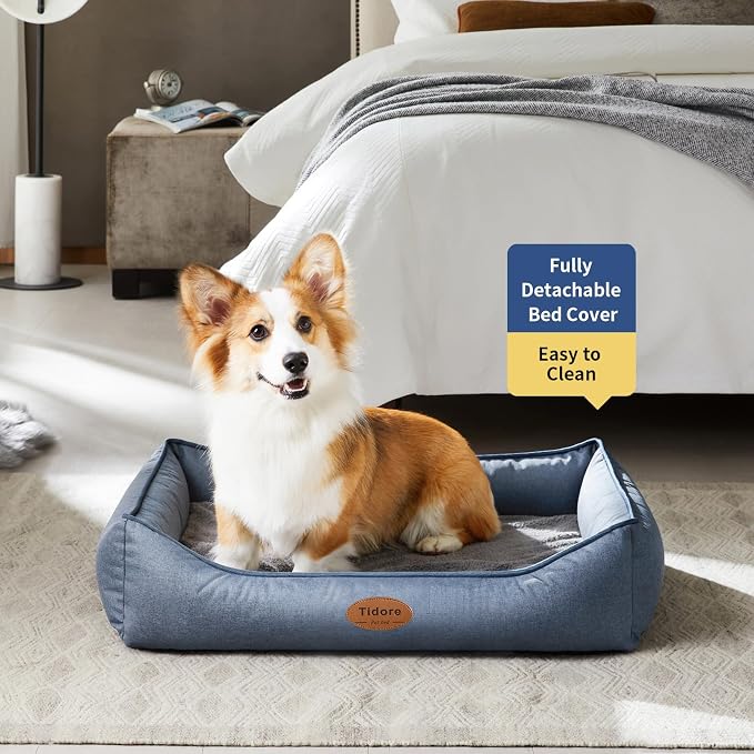 Tidore Orthopedic Dog Beds for Medium Dogs, Durable Egg Crate Foam Sofa Dog Bed wit Washable Removable Cover,Waterproof Lining,Pet Bed for Large Dogs (Denim Blue, 31.5" L x 25.2" W x 7" Th) - Image 2