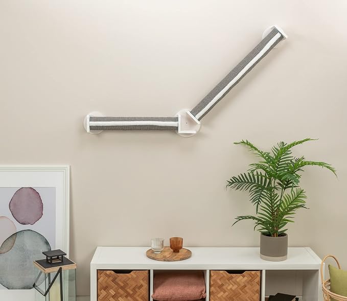 Trixie Cat Wall Furniture Set 4 - Cat Wall Scratcher, Climbing Shelves - 2 Sisal Rope Scratching Posts - Elevated Shelf - Gray/White - Image 2