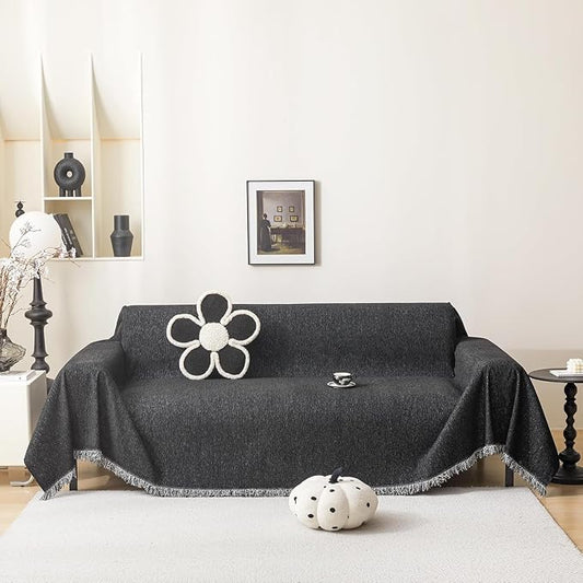 MEETSKY Black Couch Covers for Sofa, Couch Cover for 3 Cushion Couch Sofa Pet Friendly, Washable Sofa Cover Thick Soft Chenille Dog Couch Protector, 71" x 118" by MEETSKY