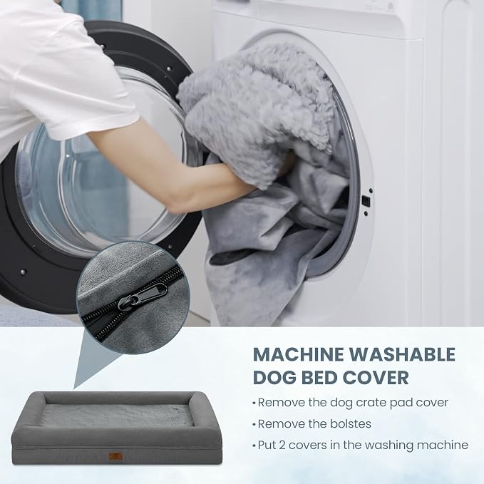 XL Orthopedic Waterprood Dog Bed for Extra Large Size Dogs | 360 Degree Bolster Support, Egg Crate Foam, Waterproof Liner, Non-Slip Bottom, Machine Washable Cover, 45 x 35 Inch - Image 6