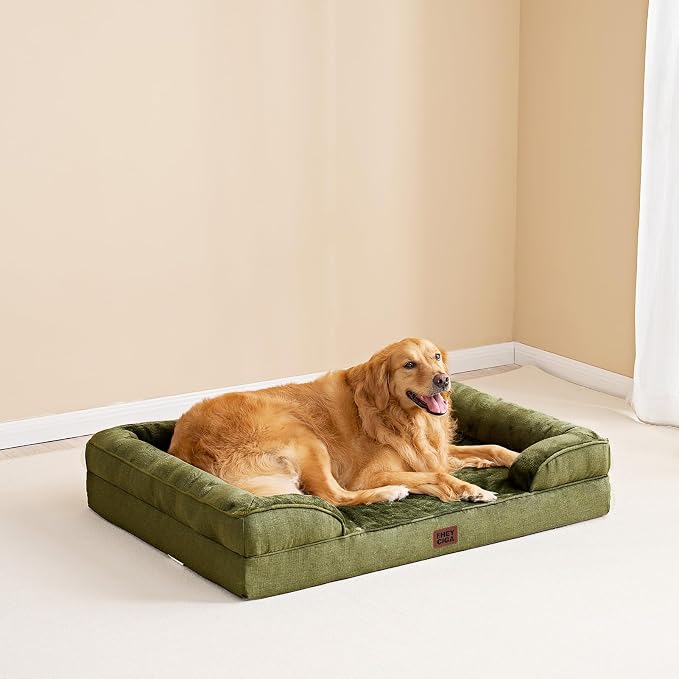EHEYCIGA Orthopedic Dog Beds Large Sized Dog, Waterproof Washable Pet Bed | Non-Slip Bottom and Egg-Crate Memory Foam XL Dog Couch Bed with Washable Removable Cover, Olive Green, 41Inch - Image 9