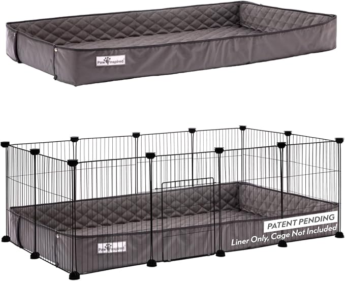Paw Inspired Critter Box Cage Liner, Raised Sides, C&C 2x4 (12 Inch Grids) | Washable Fleece Bedding for Guinea Pigs Rabbits, Hamsters, Small Animals, Edge Protected Pee Pads by HOME