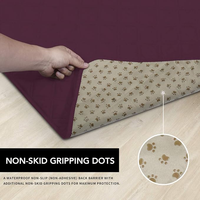 Easy-Going 100% Waterproof Dog Bed Cover, Non-Slip Pet Blanket for Furniture, Washable Couch Cover, Repleasement Sofa Cover (52X82 in,Wine) - Image 3